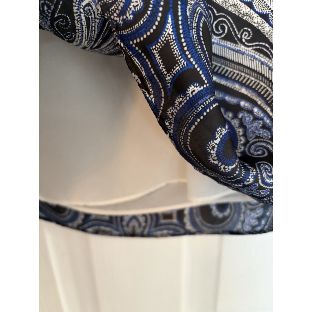 White House‎ Black Market Blue Paisley Silky Blouse Size Small Long Sleeve - Picture 5 of 10